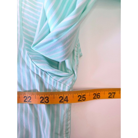 JMcLaughlin Mens Aqua Mint Green White Stripe Button Down Shirt Size Large - Picture 7 of 8
